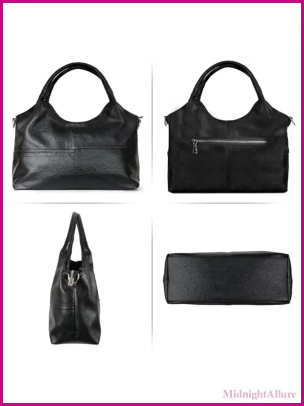 Vegan Leather Tote Hobo Bag with Detachable Satchel Strap Two-Handle